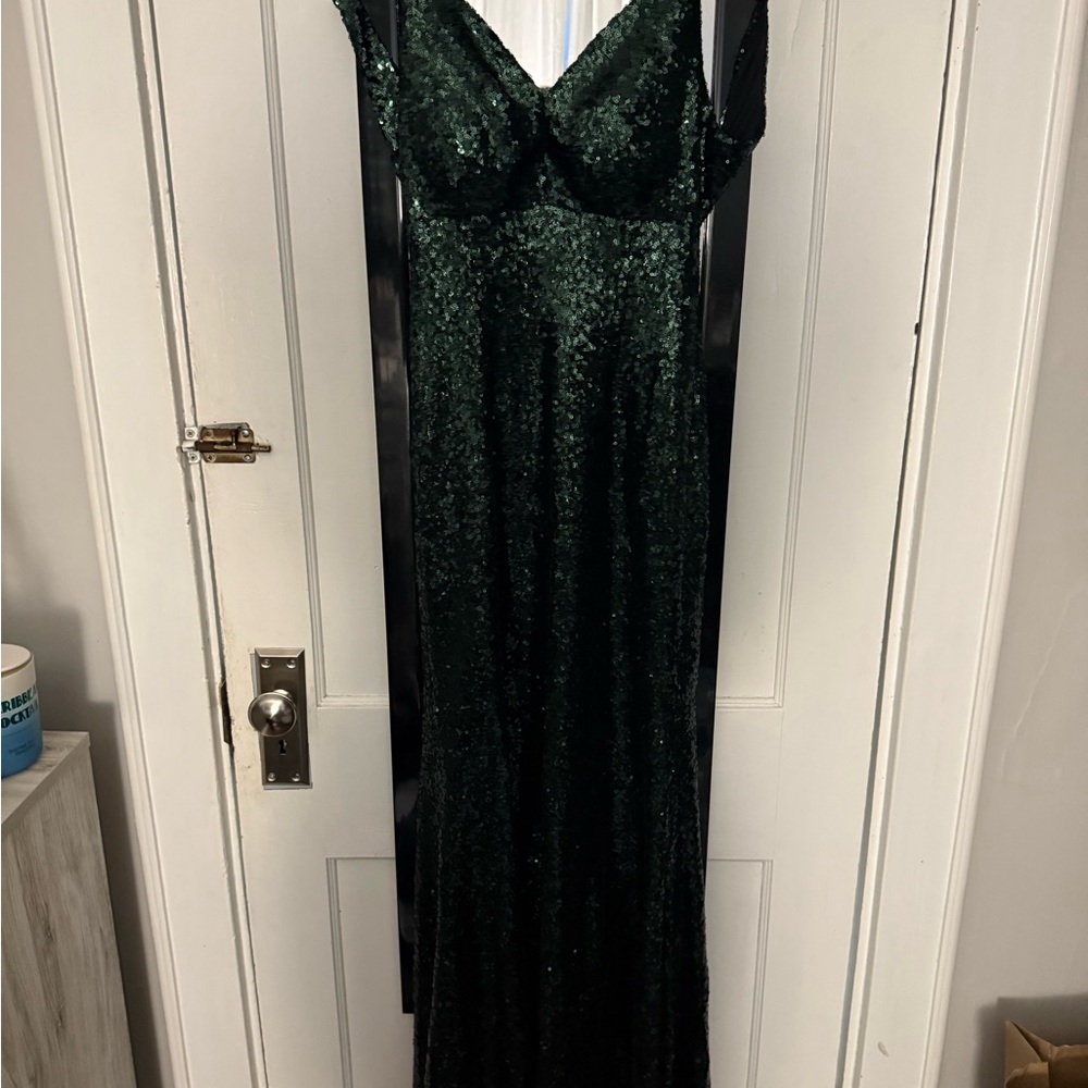 Dark green sequin prom dress